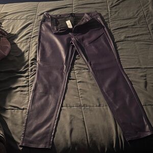 Women’s Faux Leather Skinny Jeans - Deep Purple
